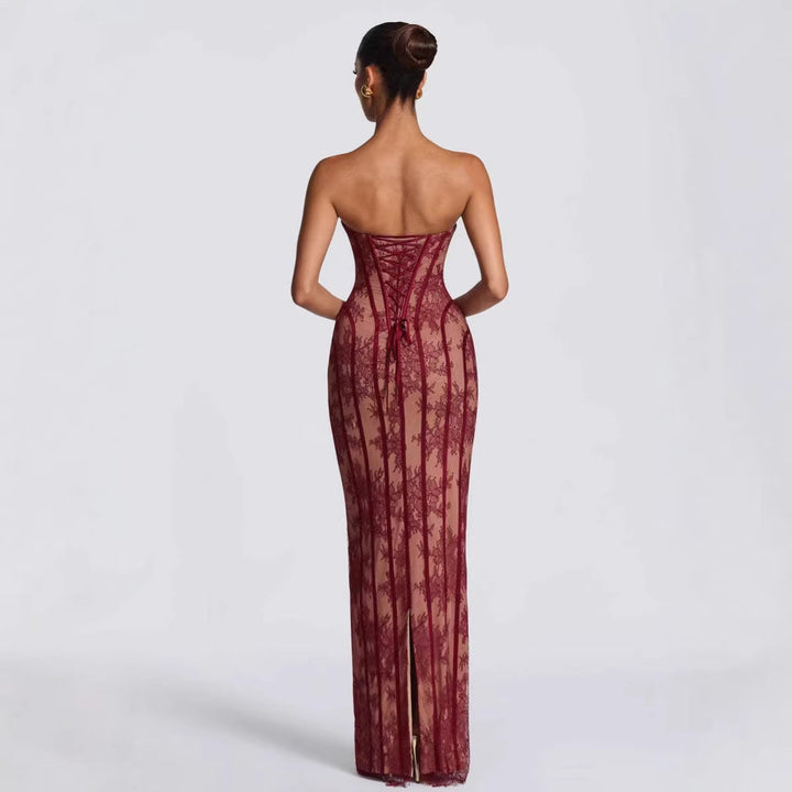 Damen Abendkleid mit raffinierten Spitzen-Details Drune
