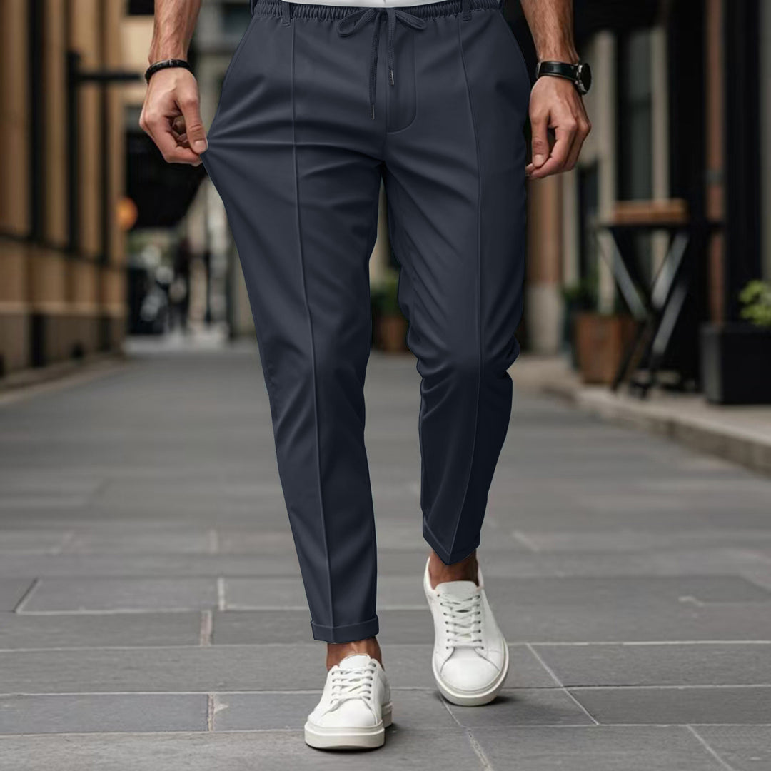 Herren nan lässige Chino-Jogginghose mit elastischem Bund und Bügelfalte Drune