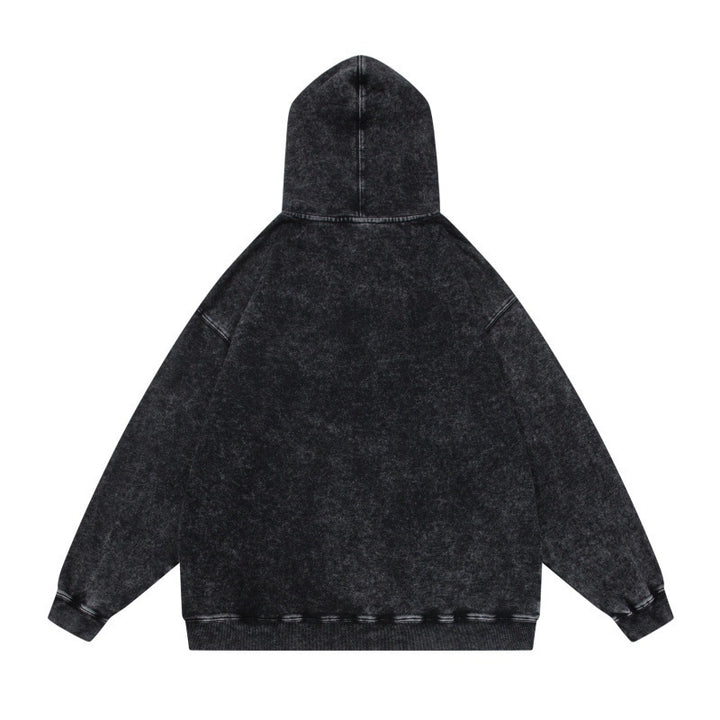 Unisex Oversize-Kapuzenpullover im Acid-Wash mit Kängurutasche und Raglanärmeln Drune