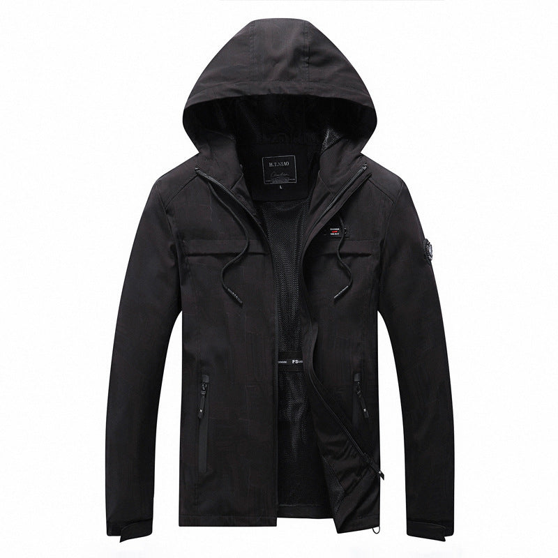 Herren Leichte Softshell‑Hybridjacke mit Netzfutter, wasserabweisender Membran und Reißverschlusstaschen Drune