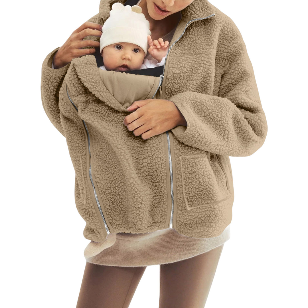 Damen nan oversized Teddyfleece Jacke mit Stehkragen und durchgehendem Reißverschluss Drune