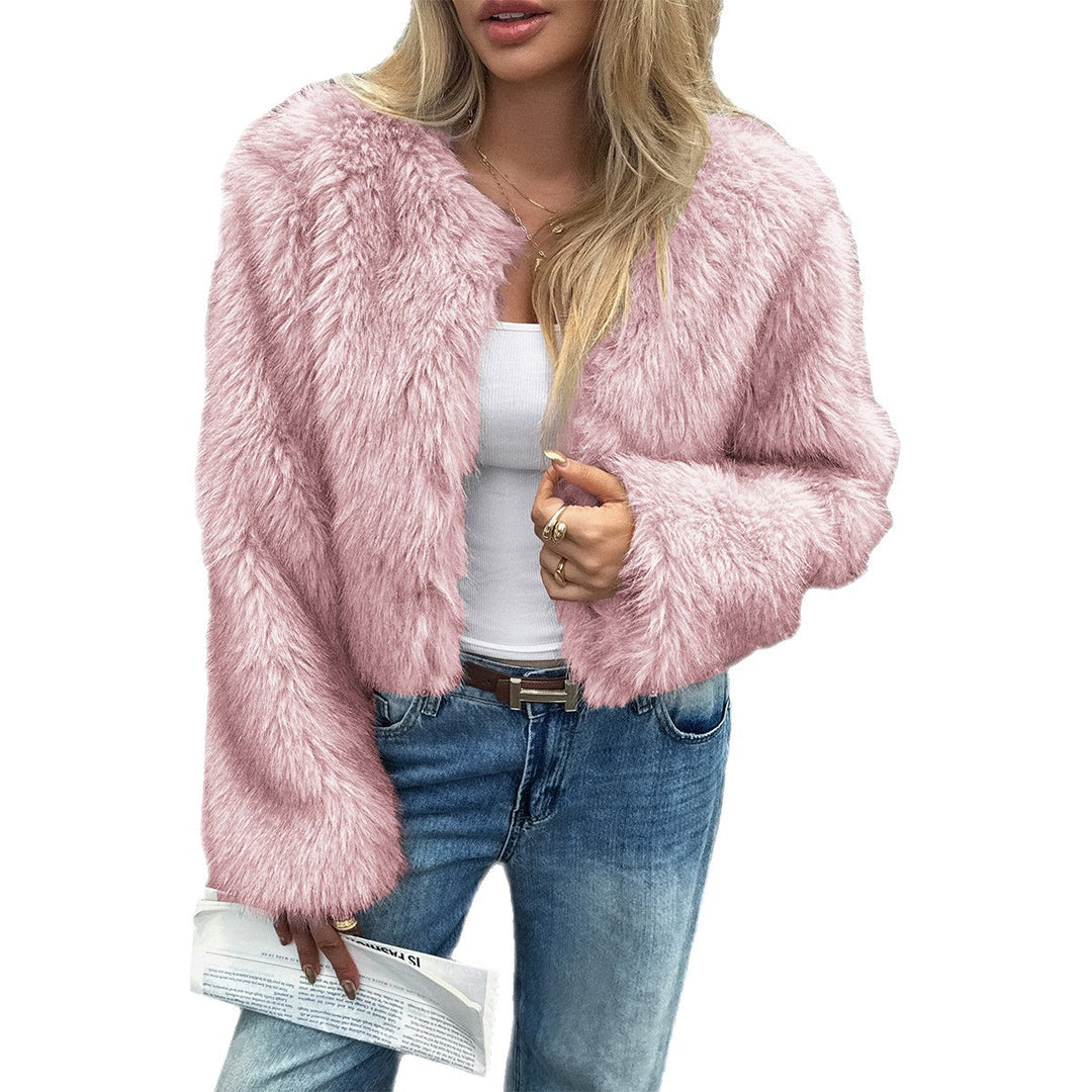 Damen nan kurzes Faux‑Fur Jacke mit voluminösen Ärmeln, offenem Schnitt und kuscheliger Innenfutter Drune