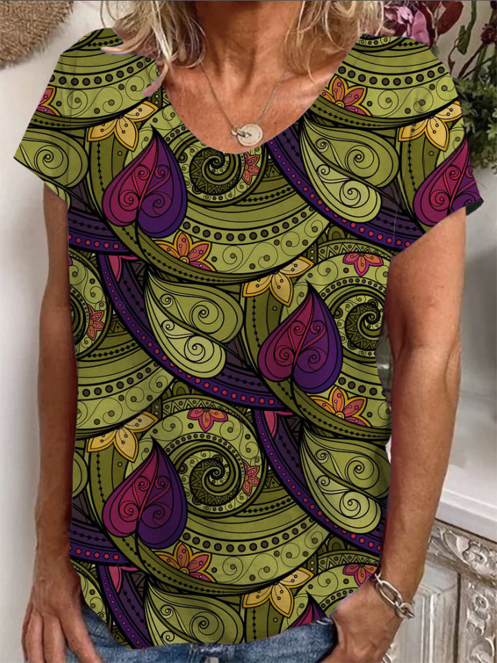 Damen Lockere Bluse mit buntem Paisleymuster Drune