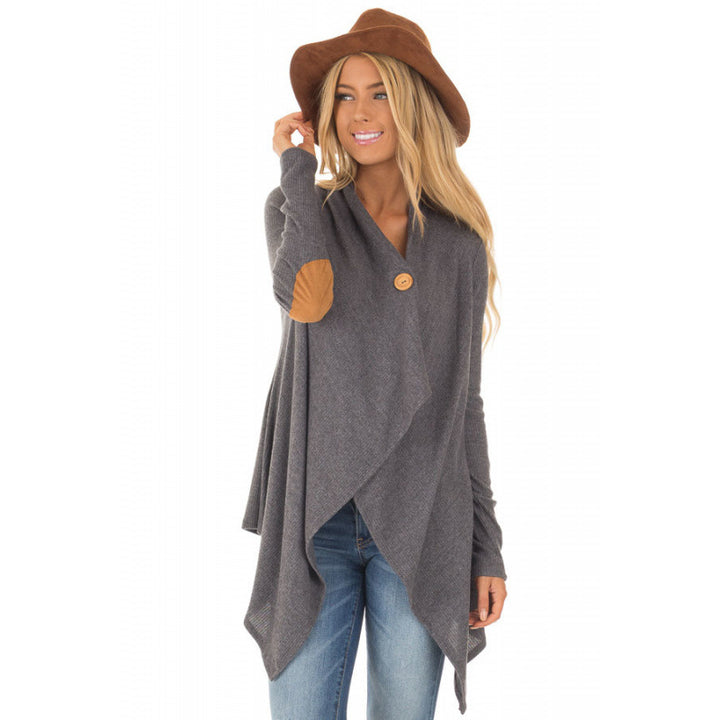 Damen Wickeljacke mit asymmetrischem Schnitt und Lederakzenten Drune