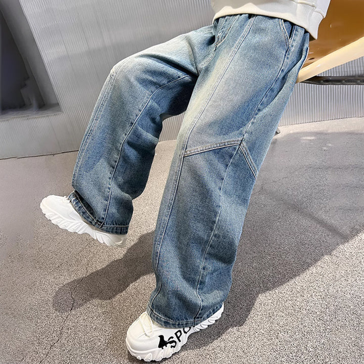 Unisex weite Jeans mit stilvollen Kontrastnähten Drune