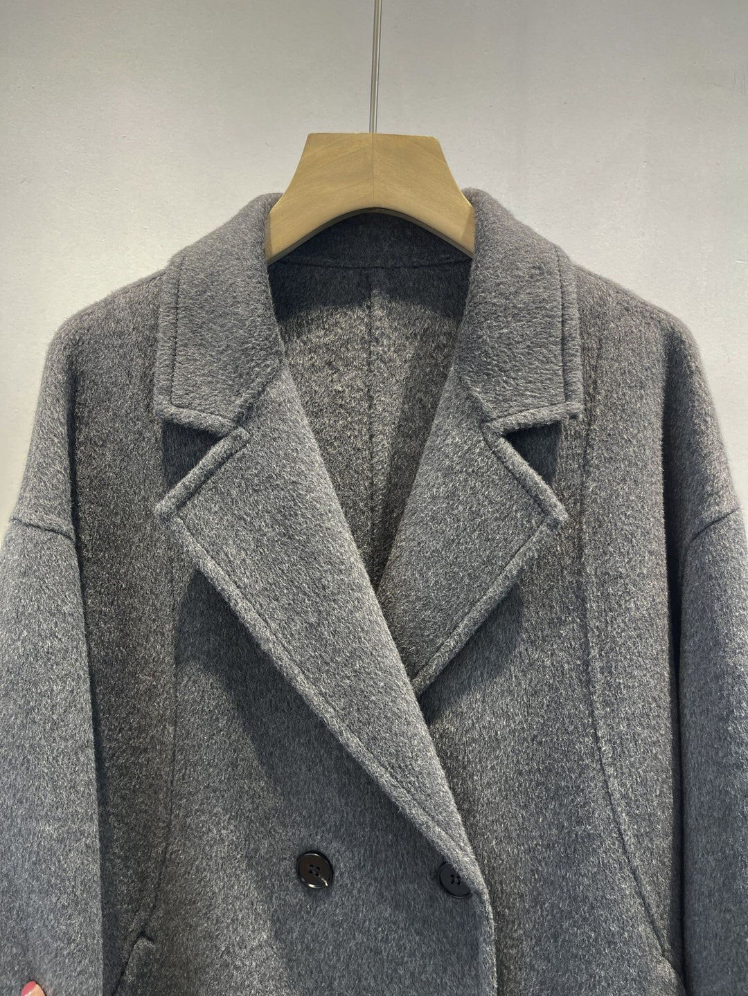 Damen maßgeschneiderter Fleece Doppelreiher Mantel Drune