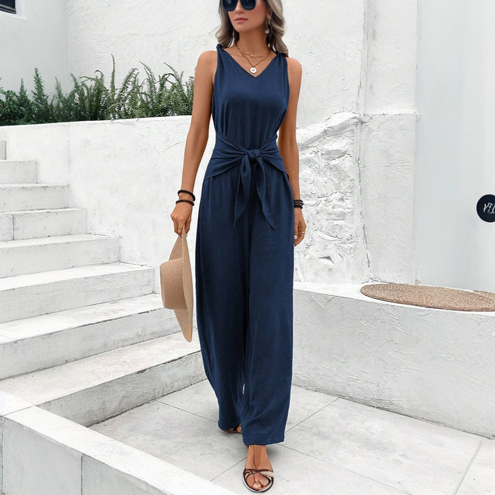 Damen eleganter Jersey Jumpsuit mit breiten Beinen und seitlichen Taschen Drune