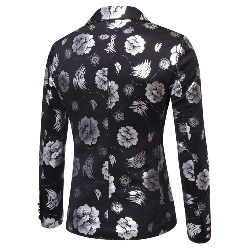Herren Tailliertes Satin-Sakko mit Blumen-Jacquard und Schalkragen Drune