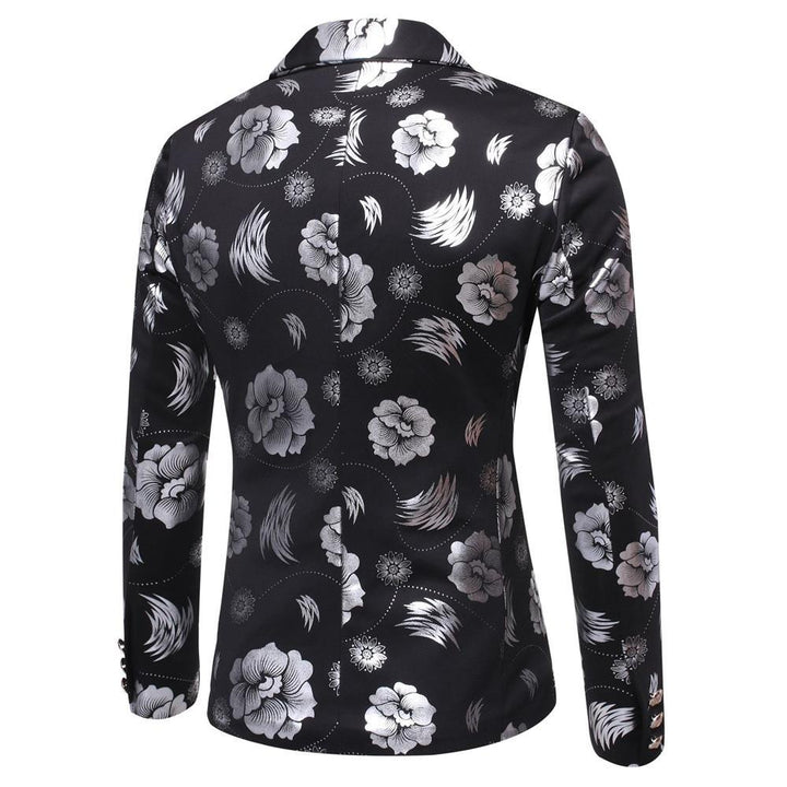 Herren Tailliertes Satin-Sakko mit Blumen-Jacquard und Schalkragen Drune