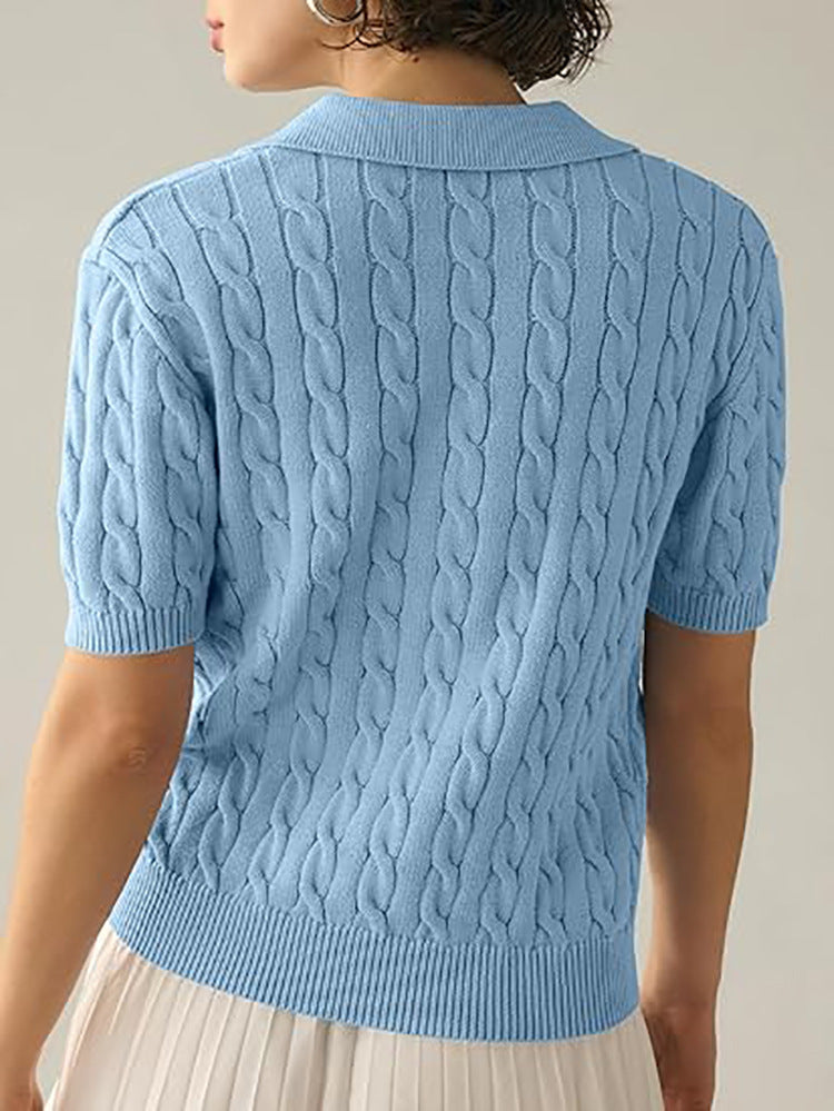 Drune | Polo-Kragen Twist Strickpullover