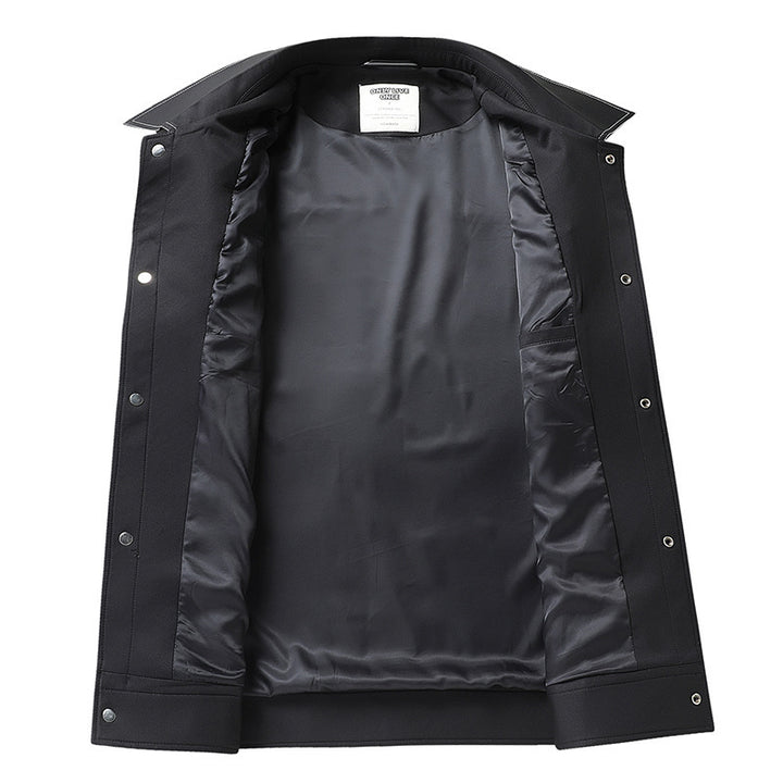 Herren Hemdjacke aus Lederoptik mit aufgesetzten Brusttaschen und Druckknopfleiste Drune