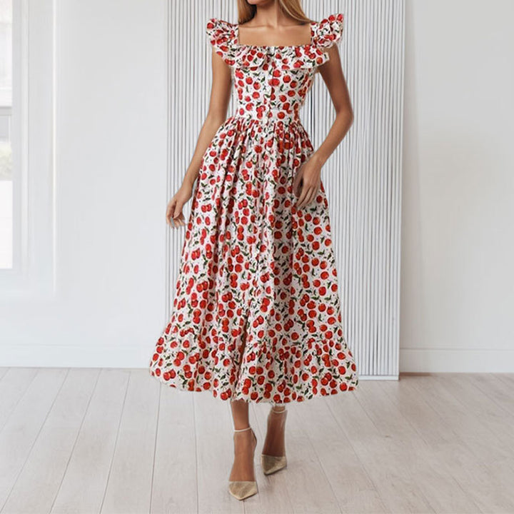 Damen Maxikleid mit Rüschen und floralem Druck Drune