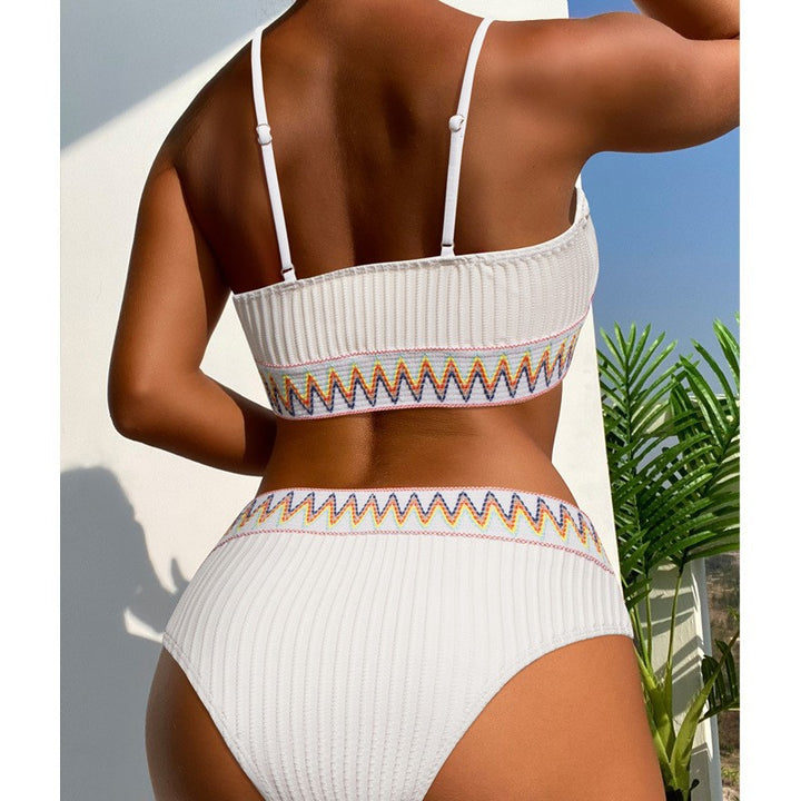 Damen Hoch geschnittener Bikini mit sportlichem Oberteil und kreativem Design Drune