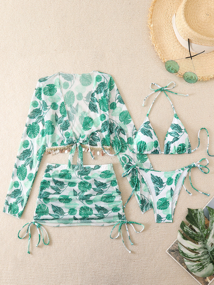 Damen Strand-Badeanzug Set mit eleganter Wickelbluse Drune