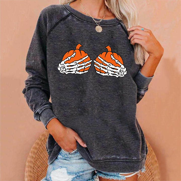 Damen Sweatshirt mit kreativem Halloween-Motiv Drune