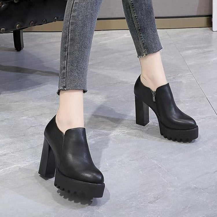 Damen Stilvolle Plateaupumps mit hohem Blockabsatz Drune