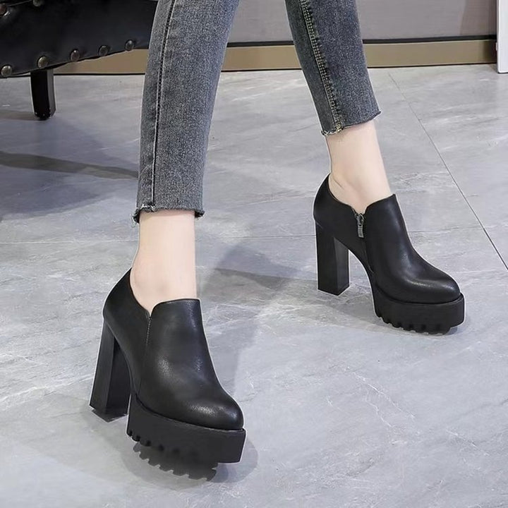Damen Stilvolle Plateaupumps mit hohem Blockabsatz Drune