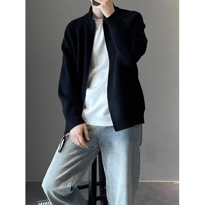 Herren Elegante Strickjacke mit Stehkragen Drune