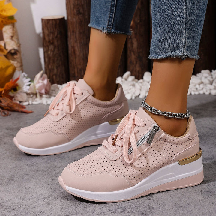 Damen Sneaker mit atmungsaktivem Obermaterial und seitlichem Reißverschluss Drune