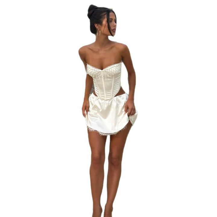 Damen Spitzen-Bustier und Minirock-Set Drune