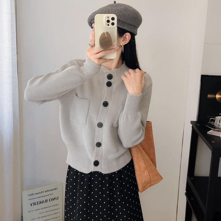 Damen Strickjacke mit praktischen Taschen und Knopfverschluss Drune