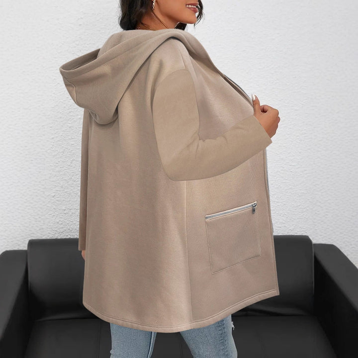 Damen Longline Übergangsjacke mit durchgehendem Reißverschluss und Zipper‑Taschen Drune