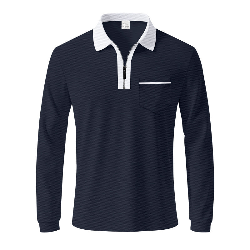 Herren Langarm-Polo mit Reißverschluss und Brusttasche Drune