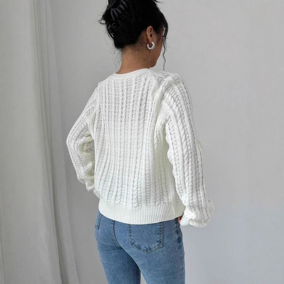 Damen Strickjacke mit modischem Kordelzug und feiner Netzstruktur Drune