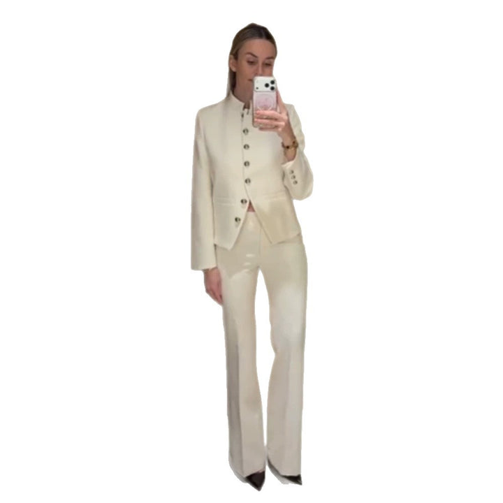 Damen Taillierter Blazer mit Stehkragen und silbernen Schmuckknöpfen Drune