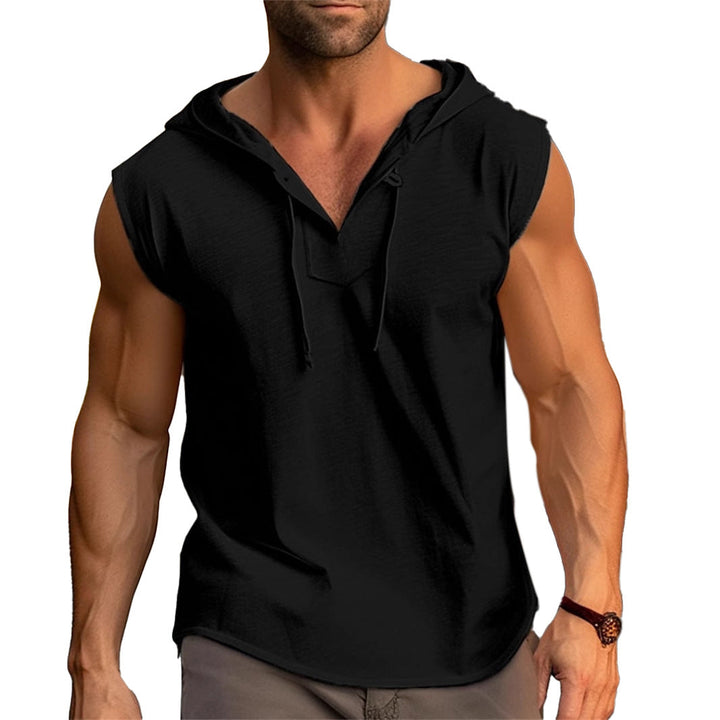 Herren ärmelloses Trainingsshirt mit praktischem Kapuzen-Design Drune