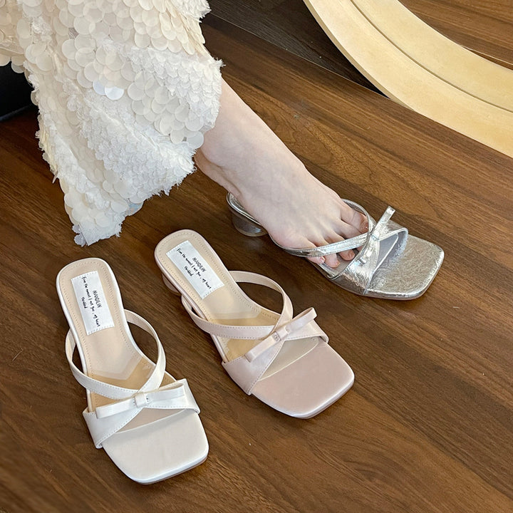 Damen Mules mit elegantem Schleifen-Design und komfortablem Blockabsatz Drune