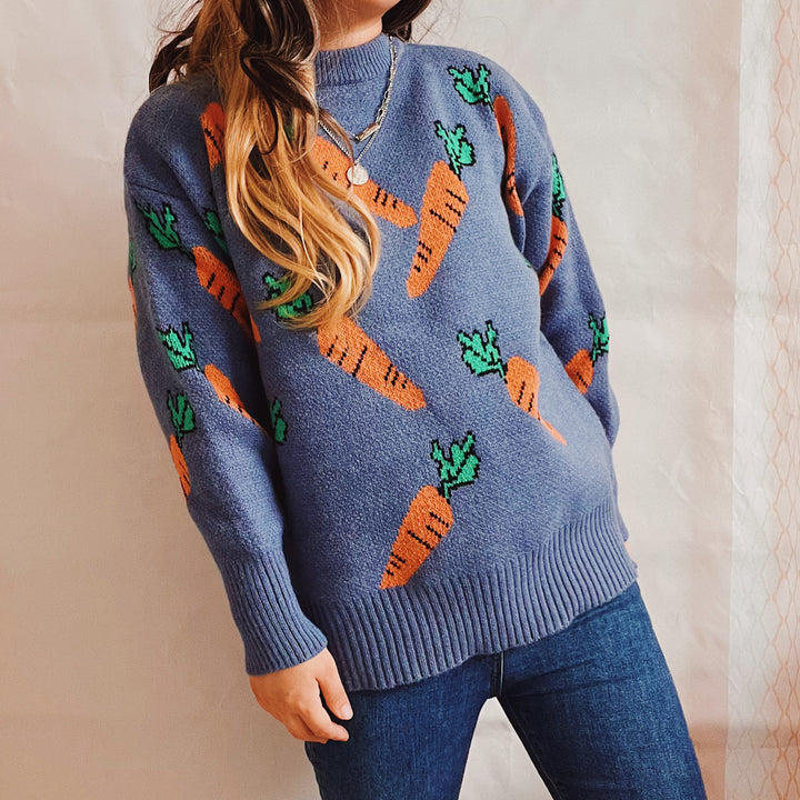 Damen Oversized Strickpullover mit Karottenmuster Drune