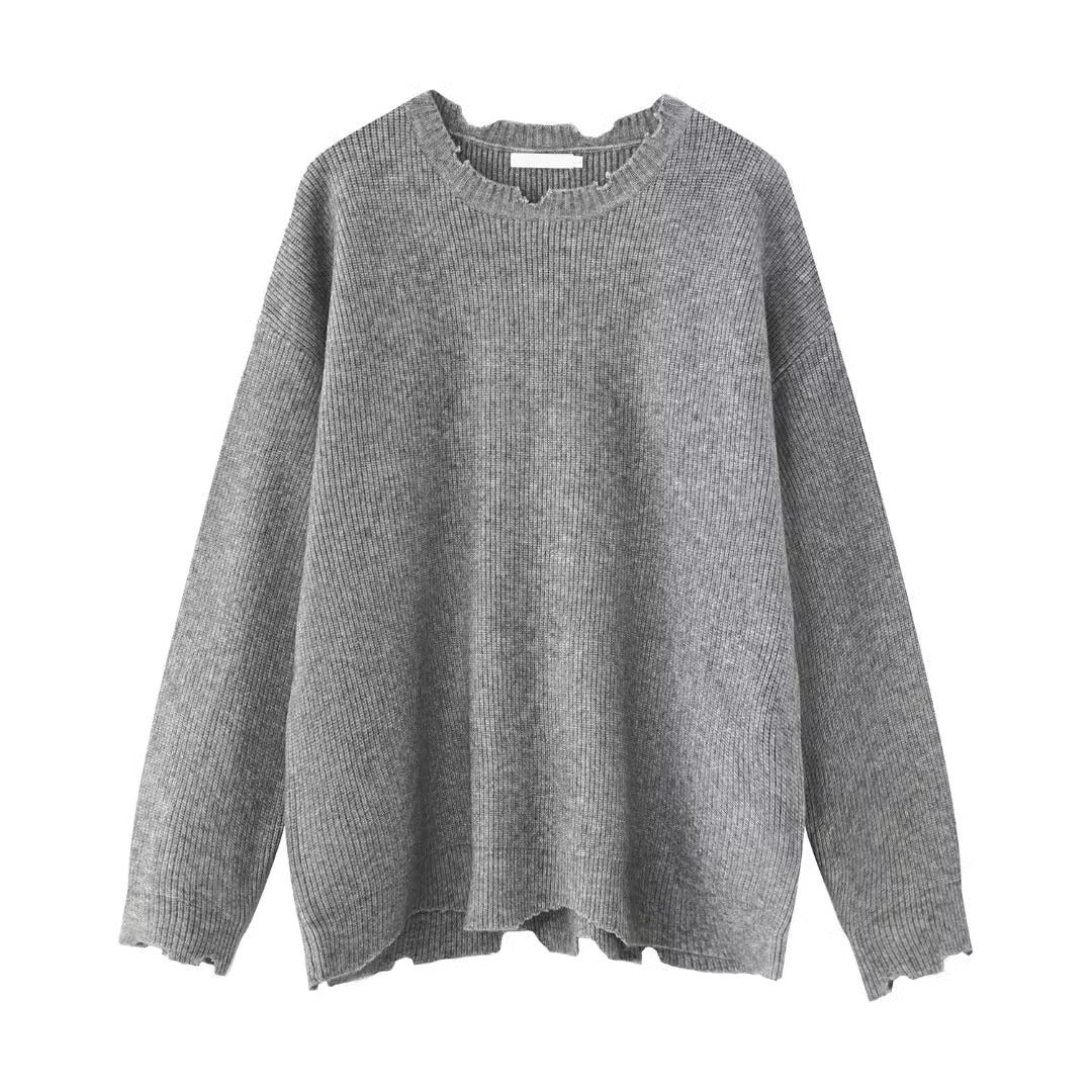Damen Elegante Grobstrickpullover mit modernem V-Ausschnitt Drune