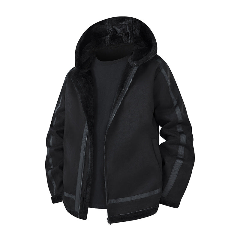 Herren Gefütterte Kapuzenjacke mit Teddyfutter und windabweisender Außenhülle Drune