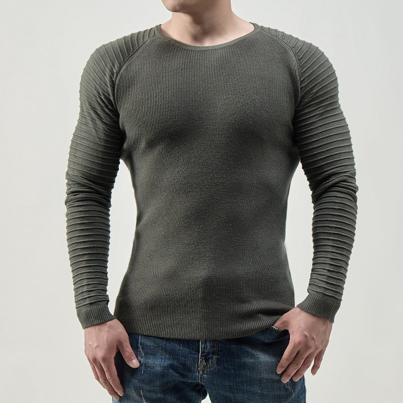 Herren moderner Langarmpullover mit strukturiertem Design und ribbeliertem Ärmel Drune