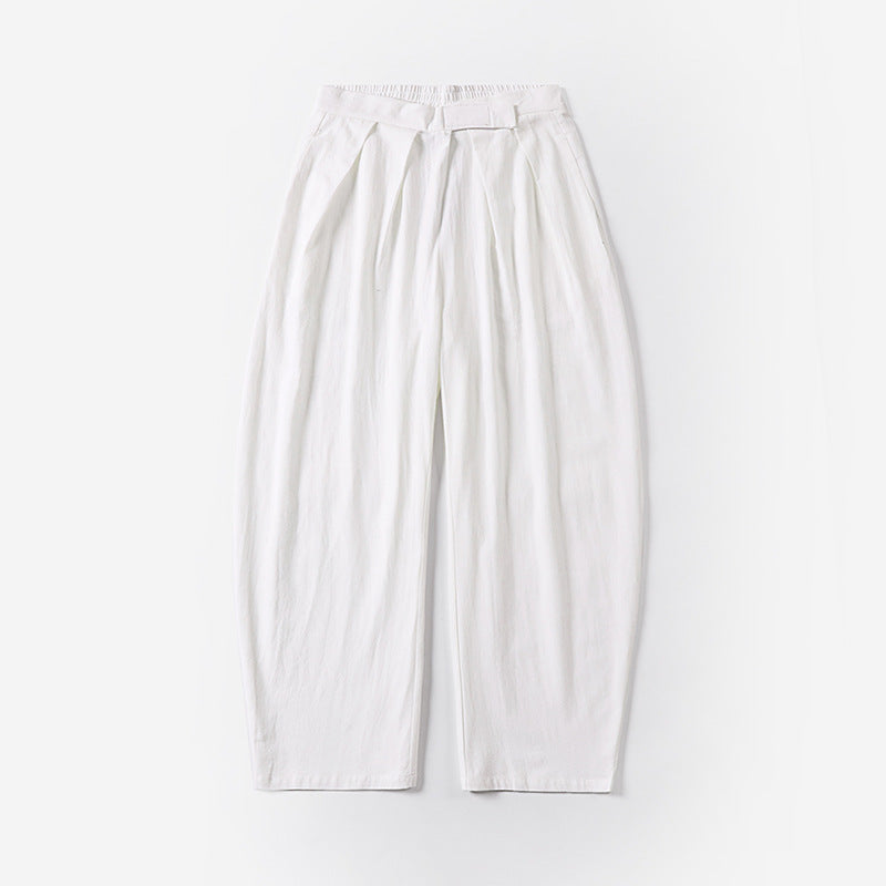 Damen Elegante Bundfalten-Hose mit ballonförmigem Bein und elastischem Taillenbund Drune