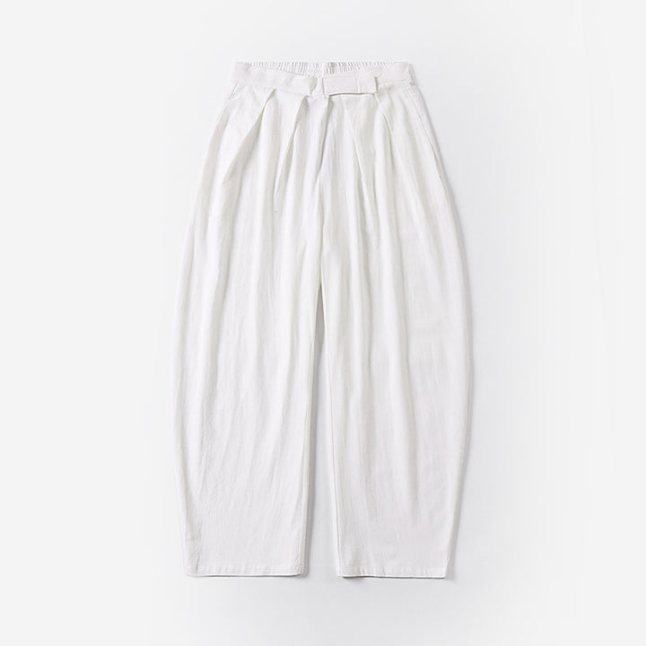 Damen Elegante Bundfalten-Hose mit ballonförmigem Bein und elastischem Taillenbund Drune