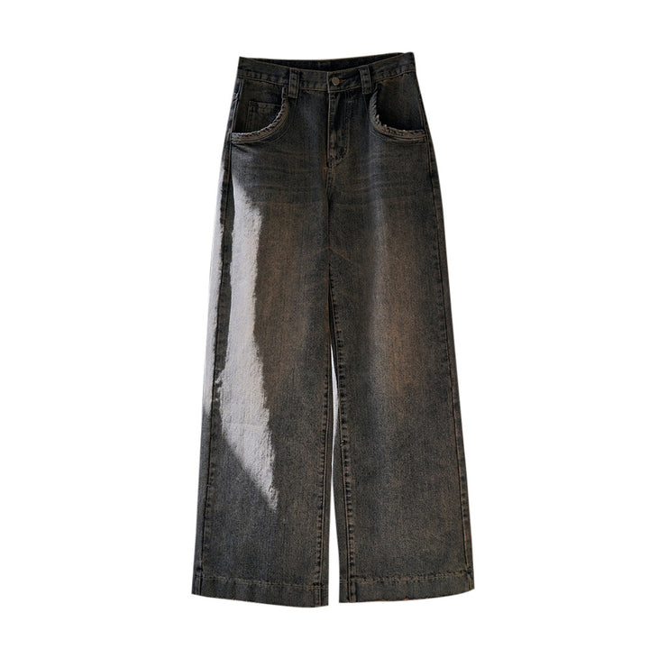 Damen Weite High‑Waist Denim‑Baggy‑Jeans mit extra langem Bein und verwaschener Used‑Optik Drune