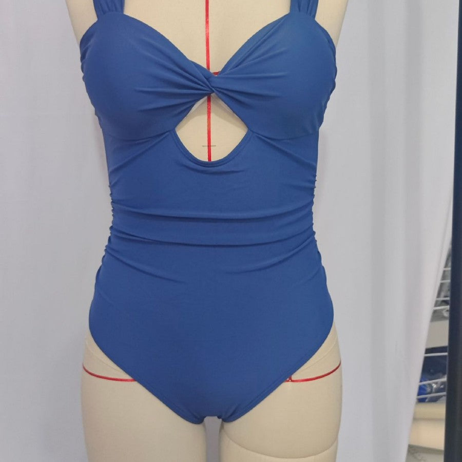 Damen Einteiler Badeanzug mit modischem Schlüsselloch-Design Drune