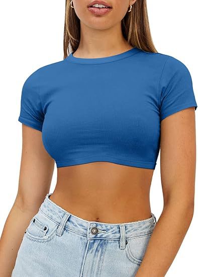 Damen kurzes, figurbetontes Crop-Top aus elastischem Material Drune