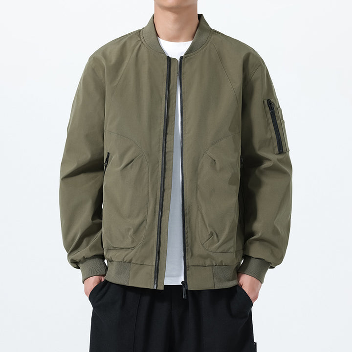 Herren Leichte Bomberjacke im Utility‑Style mit Ärmeltasche und Rippenbündchen Drune