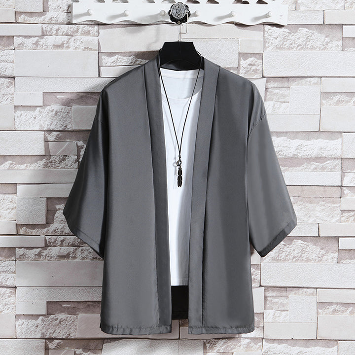 Herren nan kimonoartige Kurzjacke im Oversize-Stil mit offenem Schnitt und weichem Fall Drune
