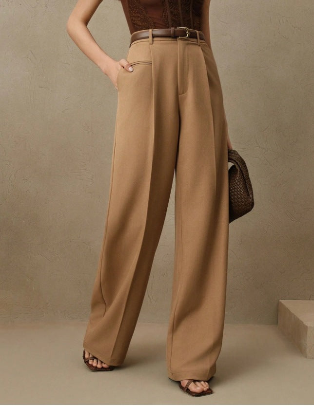 Damen Weite und elegante Anzughose mit hohen Bund Drune