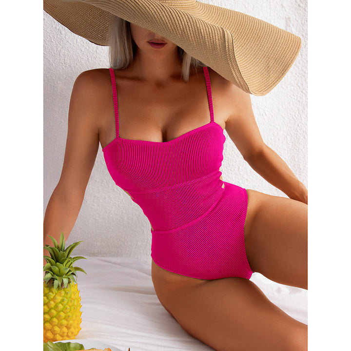 Damen Einteiler Badeanzug mit elegantem Rippendesign und figurschmeichelnder Silhouette Drune