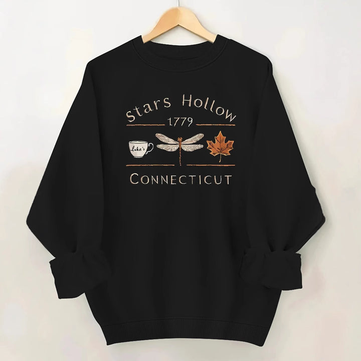 Damen Sweatshirt mit kreativem Stars Hollow Motiv Drune