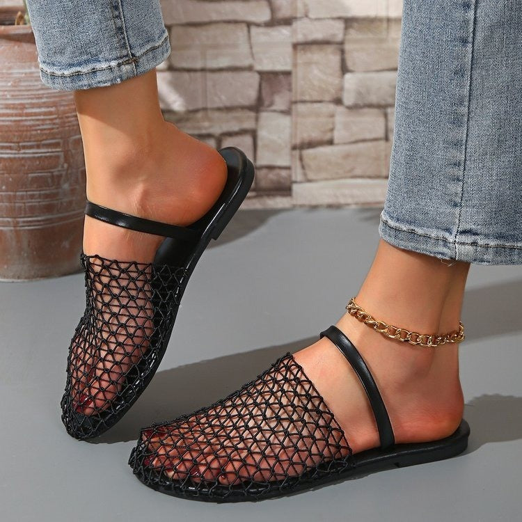 Damen  gewebte Netz-Mules mit Slip-On-Funktion, offener Ferse und flexiblem Leichtsohlen-Design Drune