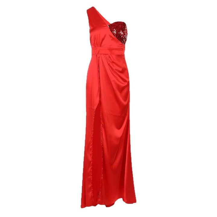 Damen Glamouröses Abendkleid mit asymmetrischem Design und schimmernden Pailletten Drune