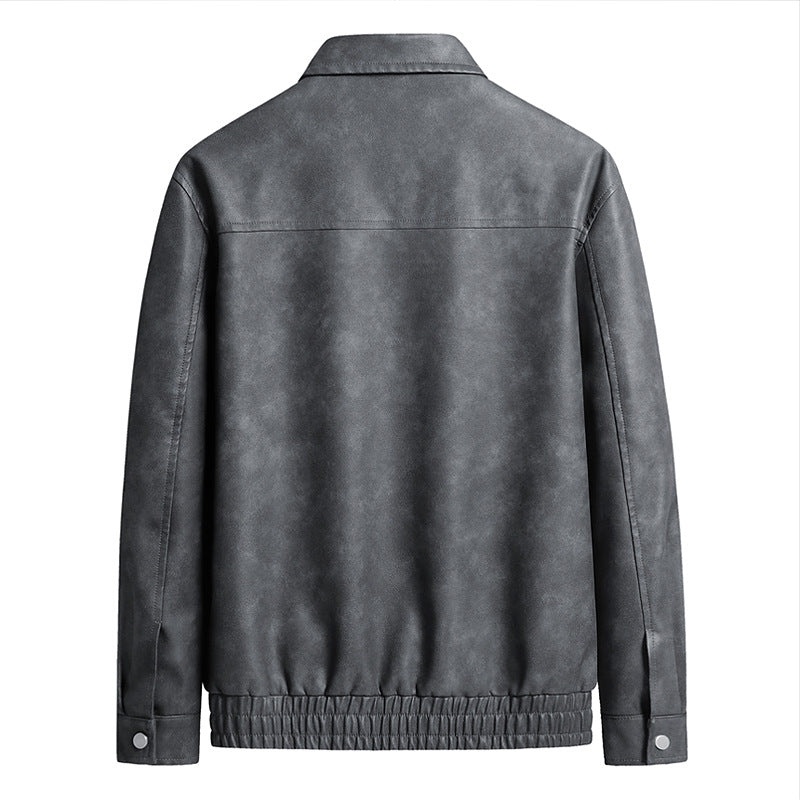 Herren  distressed Faux-Suede Zip-Front Kragenjacke mit elastischem Saum Drune