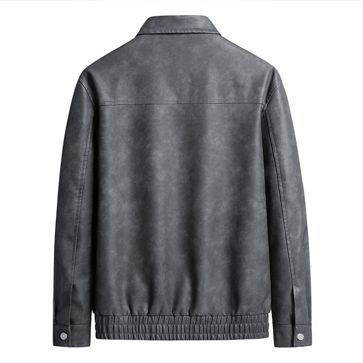 Herren  distressed Faux-Suede Zip-Front Kragenjacke mit elastischem Saum Drune