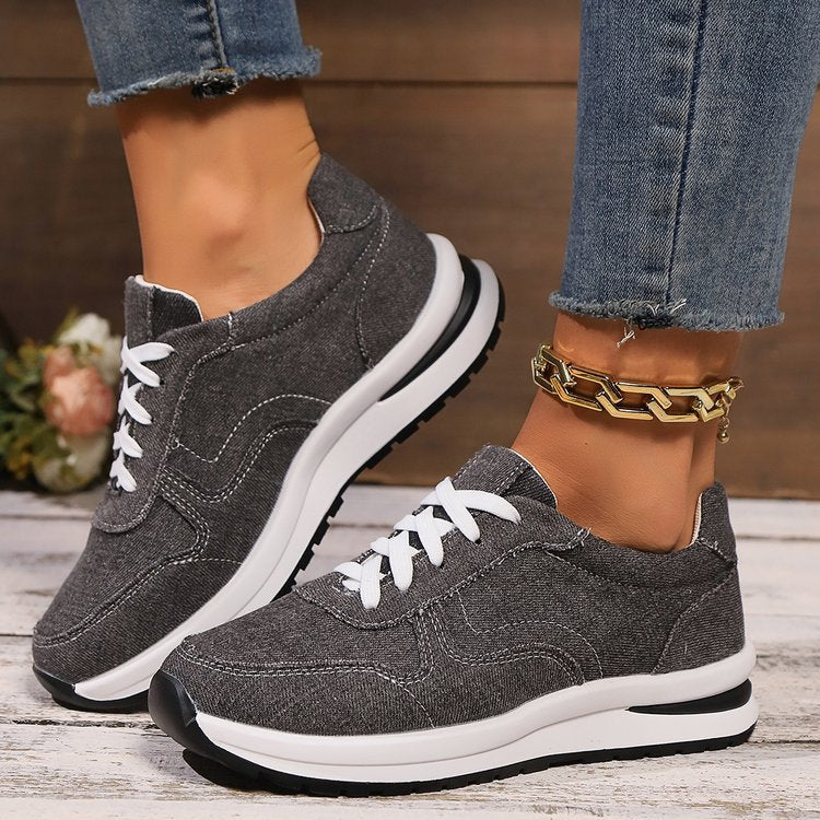 Damen  sportlich-elegante Textile Sneaker mit dämpfender EVA-Sohle und gepolsterter Innensohle Drune